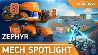 Zephyr mech with missile rack 8 spotlight in mech arena
