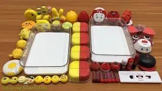 Mixing Lipstick, Clay and Glitter into Glossy Slime ! Yellow Vs Red Special Series 1867