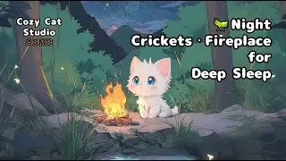 Night Crickets & Campfire with Acoustic Guitar 🌙🔥