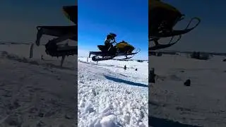 Hitting the finish line jump on the 200! #snowmobile #kids #racing
