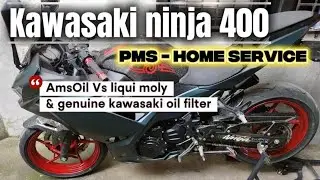 Sir Enrico, Ninja 400 Nag pa Home Service PMS, AmsOil Vs Liqui Moly | Genuine Kawasaki Filter!