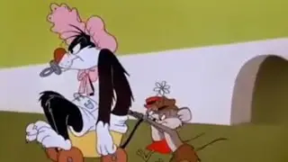 diaper change scene and Sylvester the cat in a diaper