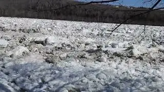 Ice Jam ,Upper Woodstock Train Bridge .March,2025