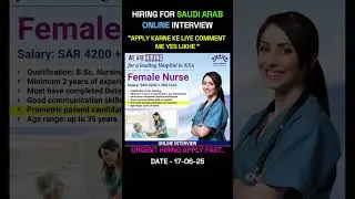 FEMALE NURSE job in saudi || ONLINE interview || ATTRACTIVE salary || june 2025
