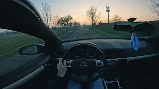 Sunset drive countryside, abandoned beach | Opel Astra H panoramic POV drive | binaural audio
