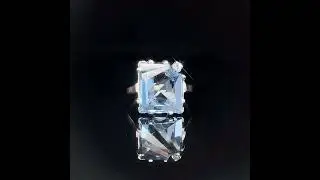 AMAZING CUSTOM RING! Blue Topaz & Old European Cut Diamond Artisan Avant Garde Style Statement Ring