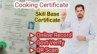 Cooking Certificate Govt Approved Certificate By Skill Base Online Record and Verification Letter 