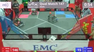VEX Worlds 2016 - VRC High School - Math - Qual 147 (7010C 9364) 254 vs 152 (6685R 5994B)