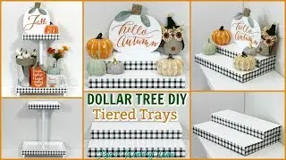 DOLLAR TREE DIY BUFFALO CHECK PLAID TIERED TRAYS | FARMHOUSE STYLE