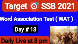 SSB Live Class # WAT + PPDT + TAT # Daily Live at 8 pm