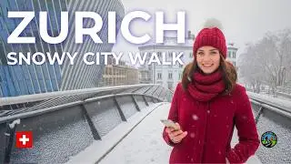 🇨🇭 Zurich Walk 4K – Most Beautiful Snowy City Walk