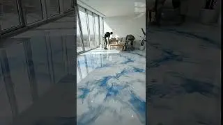 Creation of a heavenly blue floor from eoxide resin #diytransformation #epoxyfloors