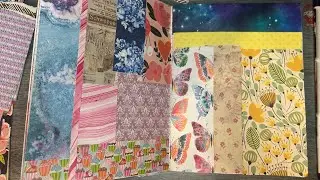 Adding more scrappy backgrounds in my big composition gluebook!!
