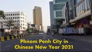 street of Phnom Penh City in Chinese New Year 2021