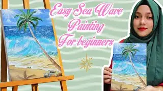 Easy Sea Wave painting for beginners|| Acrylic painting tutorial for beginners 🖌️🎨 #acrylicpainting 