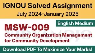 IGNOU MSW 009 Solved Assignment 2024-25 English Medium PDF Download | IGNOU MSW(C) 1st Year