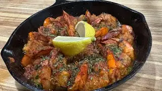 Stuffed shrimp over creamy grits 