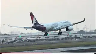 Hawaiian, Qantas A330, China Southern, Qantas B787, Etihad A350-1041 arrives SYD #planespotting 