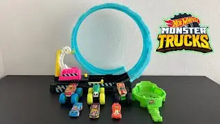 Hot Wheels Monster Trucks Glow in The Dark Epic Loop Challenge Playset | ASMR 