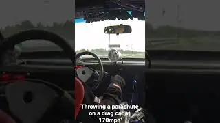 Throwing the parachute on a drag car