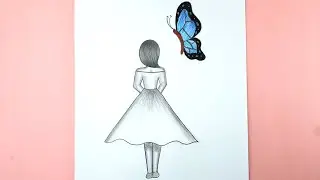 How to Draw a Girl with Butterfly - Drawing easy || Pencil sketch for beginner || Girl drawing