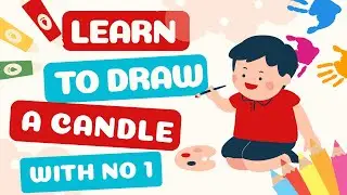 How to Draw a Candle Using Number 1 | Easy Drawing for Kids |Step by Step Art Lessons for Bignners