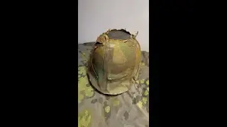COLLECTORS CORNER - WW2 German Army Camouflaged Helmet Cover on Helmet
