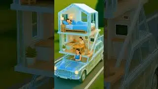 Two-Story House Car 🏠🚗 | #shorts #WhimsicalVehicles #aianimation |AI-Generated Whimsical Mobile Home