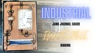 Pipes and gears junk journal cover from trash with Invisible DIY binding. No sew journal