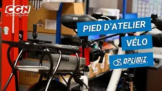 Pied d'atelier OPTIMIZ - levage &eacute;lectrique avec tablette et lampe 🚲
