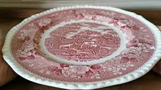 Adams English Scenic Red and White China Dinner Plate 10.5-inch