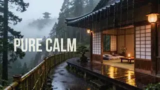 Pure Serenity Misty Rain at Cliffside Zen Room with Pagoda View to Help You Relax Fast 🌫️