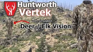 Huntworth Vertek Hunting Camo with simulated deer vision on 24 Backgrounds.