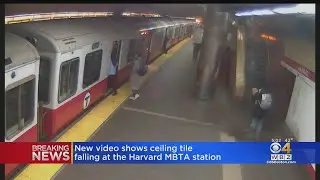 New video shows ceiling tile fall at Harvard MBTA station