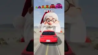 BIG AND SMALL CARS VS SANTA CLAUSE. BUG OPEN MOUTH CHALLENGE