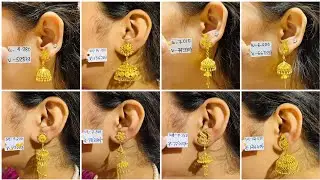 Light weight gold hanging earrings, stud earrings designs 2026 with weight & price || new Jhumki 
