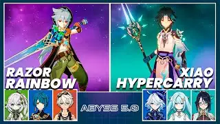 C6 Razor Rainbow & C0 Xiao Hypercarry - Spiral Abyss 5.0 - Floor 12 9 Stars Genshin Impact