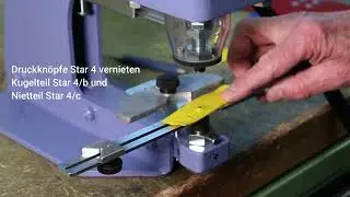 Druckknopf vernieten mit pneumatischer Presse (einfache Druckluftpresse) - Vorlochen und Vernieten