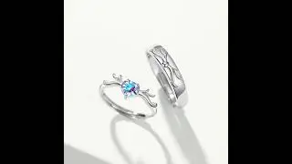 Christmas Gift Weddings Adjustable 1 Carat with Silver Couple Rings