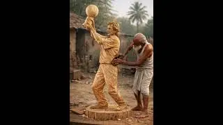 Village Craftsman Hand-Carving a Cricket Trophy | Pure Art & Skill