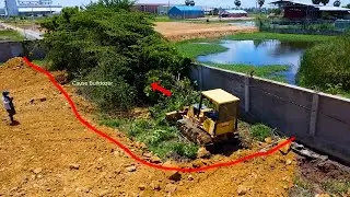 Update To Complete 100%!! KOMATSU D20P Dozer Pour Forest After Filling Land In Wall with dump truck