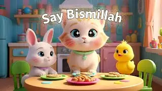 Say Bismillah 🐱 | Islamic Kids Song About Eating | Nursery Rhyme | Islamic learning rhymes for kids
