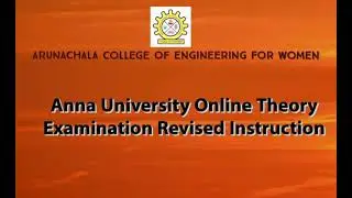 Anna University Online Theory Examination Revised Instruction Nov / Dec 2020