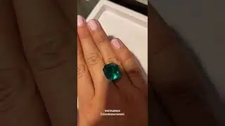 Massive 19.24 Carat Vivid Deep Green Colombian Emerald Asscher cut