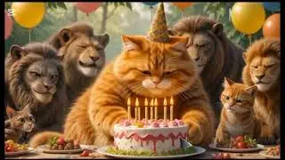 Cat's invites all animals on her birthday 😂|Cat birthday celebration| happy birthday cat videos 