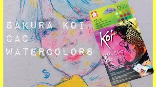 SAKURA KOI CAC WATERCOLORS REVIEW (kinda) | ALSO BTS JIMIN SPEEDPAINT