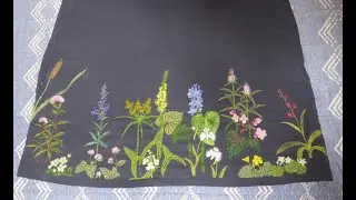 秋の山野草刺繍ワンピース　後ろ身頃　完成　Autumn wildflowers embroidered dress　Back body “Wetland Plants”