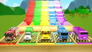 🚒 Fire Truck vs School Bus vs Dump Truck | Color Challenge......!!!