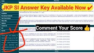 JKP SI Answer Key Available Now | Check your Score now 👍 JKSSB Update