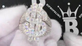 Cash Money Dollar Sign Ring VVS Simulated Diamonds | .925 Sterling Silver | Hip Hop Bling